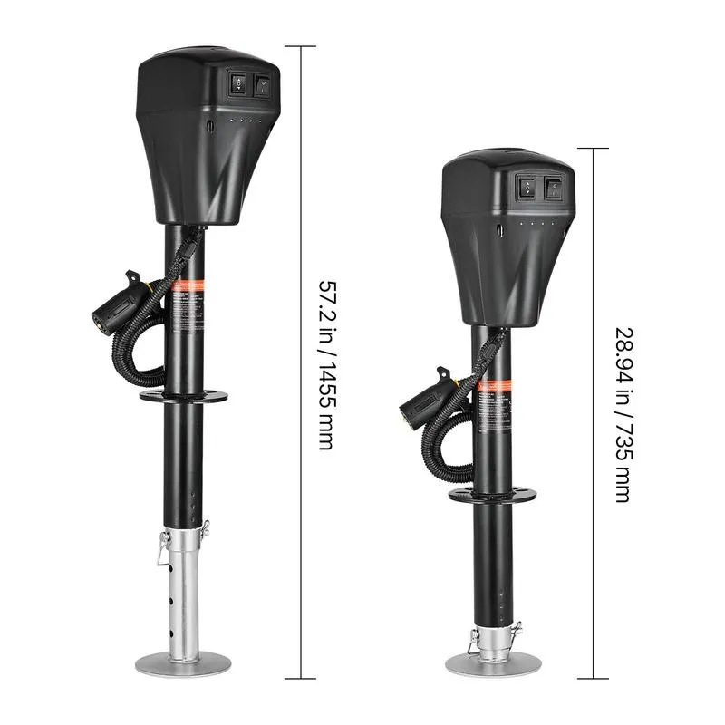 Electric Trailer Jack,  5000 lbs, Heavy Duty RV Electric Power Tongue Jack with 7-pin Connector, Manual Crank Handle & Weatherproof Jack Cover, 10"-28.3" Lift, for Trailers, Campers & RVs, Black