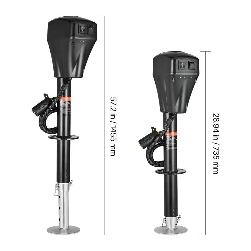 Electric Trailer Jack,  5000 lbs, Heavy Duty RV Electric Power Tongue Jack with 7-pin Connector, Manual Crank Handle & Weatherproof Jack Cover, 10"-28.3" Lift, for Trailers, Campers & RVs, Black