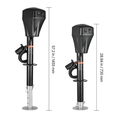 Electric Trailer Jack,  5000 lbs, Heavy Duty RV Electric Power Tongue Jack with 7-pin Connector, Manual Crank Handle & Weatherproof Jack Cover, 10"-28.3" Lift, for Trailers, Campers & RVs, Black