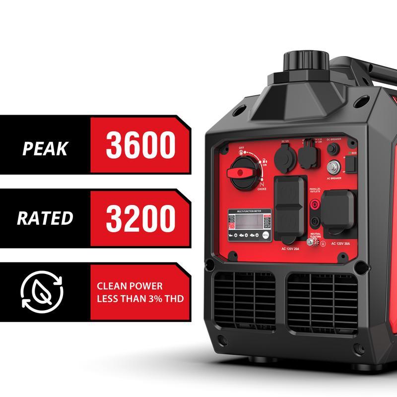 PowerSmart 3600 Watt Quiet Portable Inverter Generator, RV Ready 30A Outlet, Parallel Capable, Emergency Use Camping, EPA Compliant,Hurricane, Emergency,Safe & Long-lasting usage,Springtok(DB5035/DL5035C), generators for house power