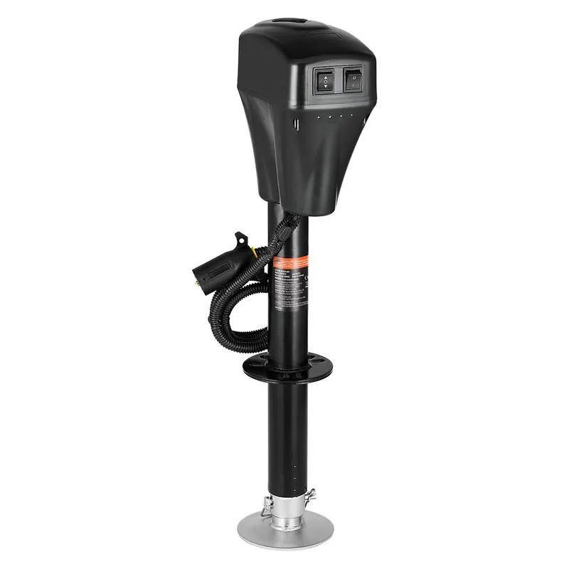 Electric Trailer Jack,  5000 lbs, Heavy Duty RV Electric Power Tongue Jack with 7-pin Connector, Manual Crank Handle & Weatherproof Jack Cover, 10"-28.3" Lift, for Trailers, Campers & RVs, Black