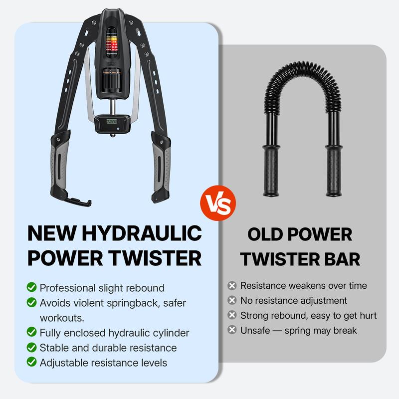 Hydraulic Arm Trainer with Counter, 22-440lbs Adjustable Chest Expander for Home Gym, Arm & Shoulder Strength Training Equipment