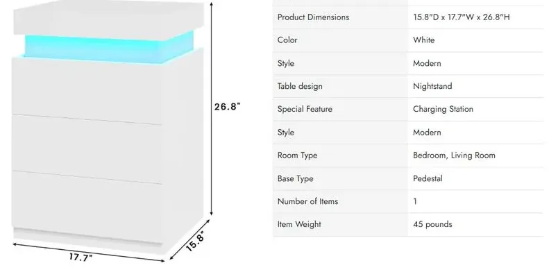 Sikaic Nightstand With Sliding Top Charging Station And LED Lights Furniture Bedroom Modern Design Bedside Table Drawer Home Sikaic Nightstand With Sliding Top Charging Station And LED Lights Furniture Bedroom Modern Design Bedside Table Drawer Home