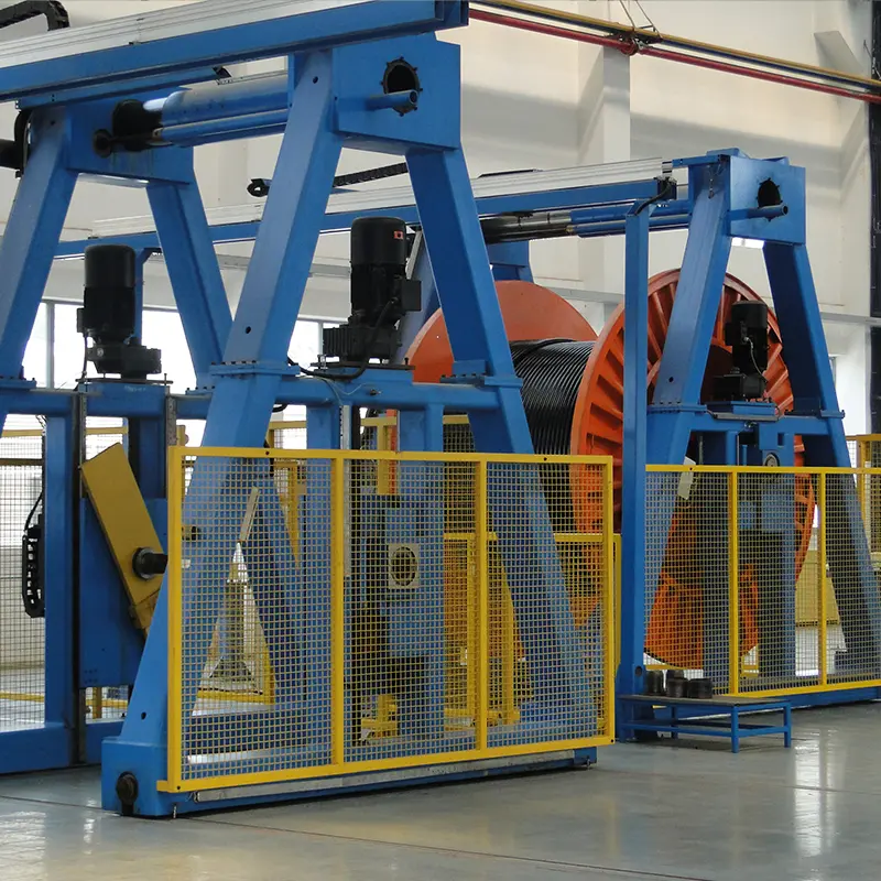 Wire dispensing and winding gantry crane