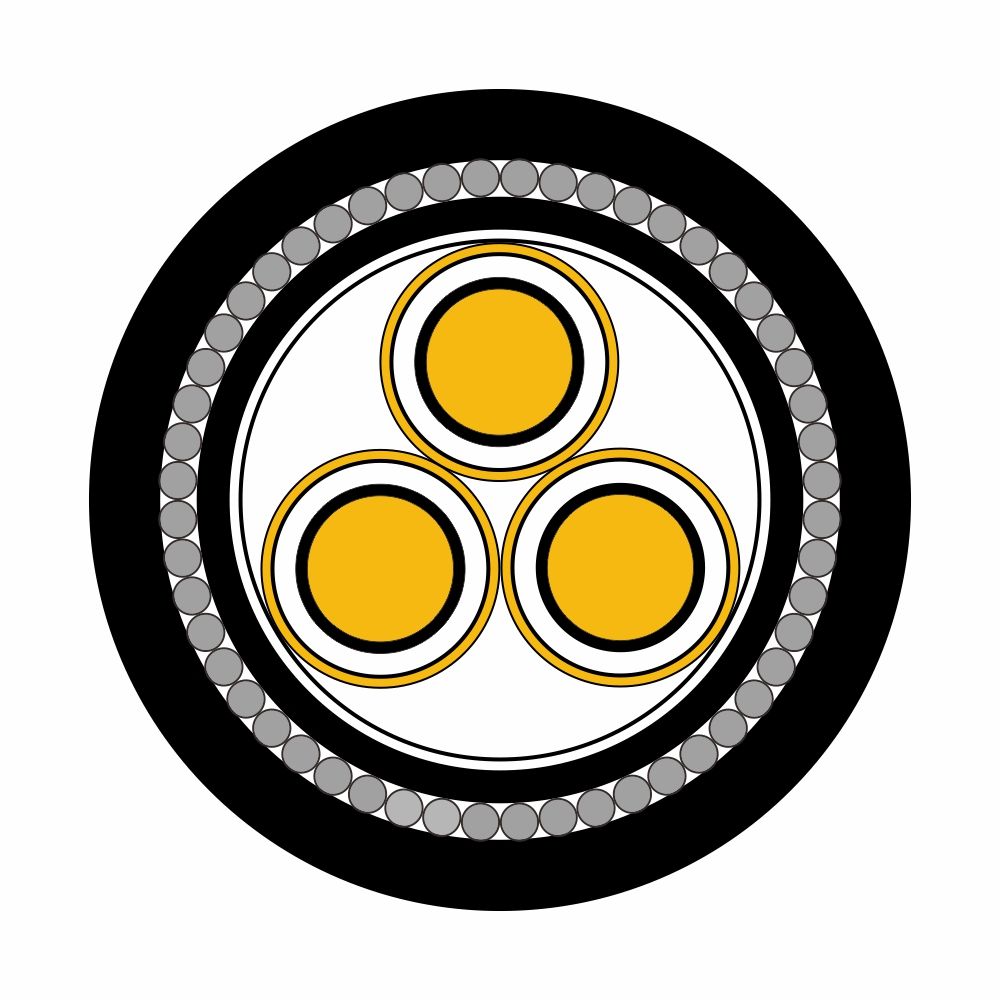Medium-Voltage 3-Core SWA Armoured Power Cable (11kV to 33kV, CU/XLPE/SCT/SWA/PVC, 70mm² to 185mm²)