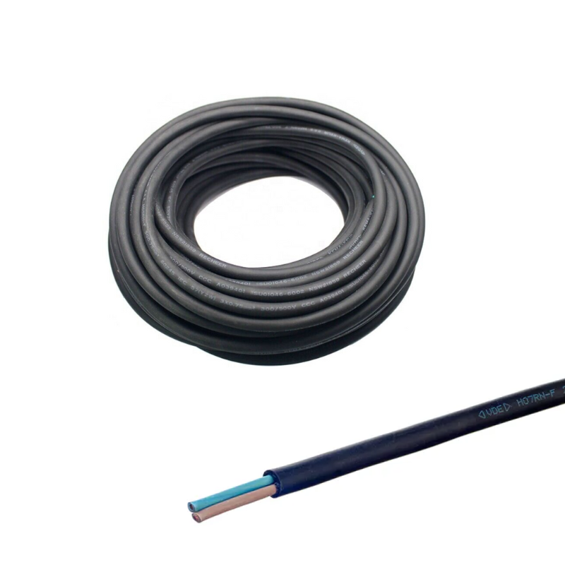 VDE & CE Certified H07RN-F Heavy-Duty 2-Core Rubber Waterproof Power Cable (2 x 0.75mm²)