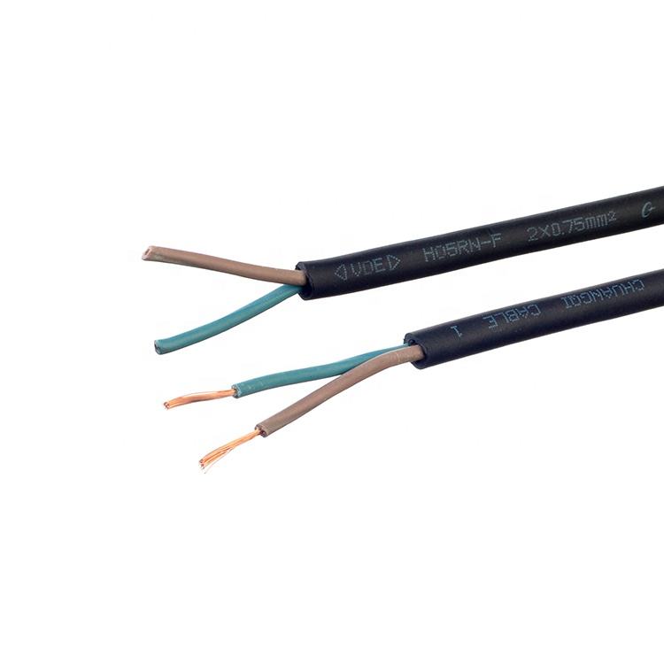VDE & CE Certified H07RN-F Heavy-Duty 2-Core Rubber Waterproof Power Cable (2 x 0.75mm²)