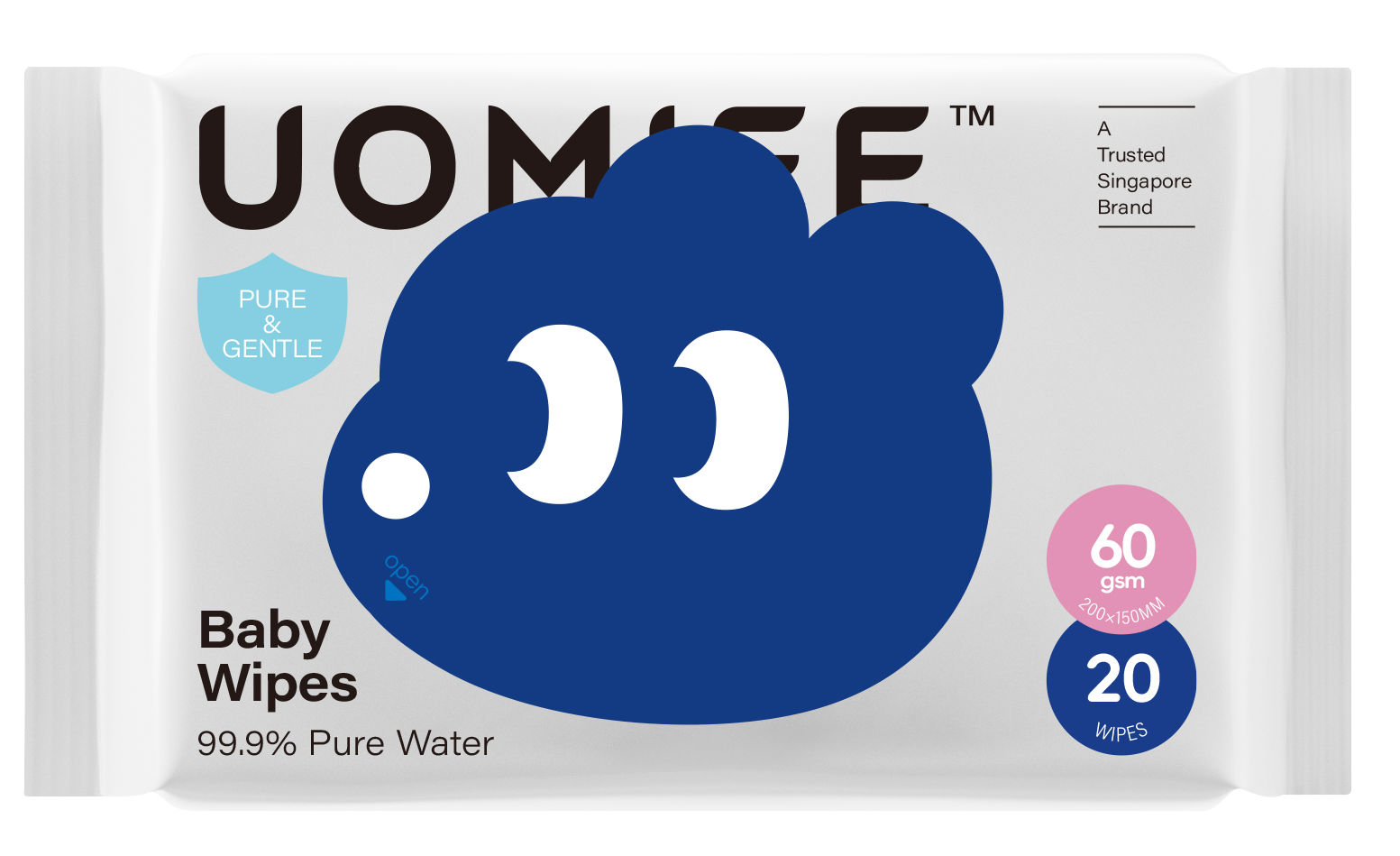 UOMIEE Baby Pure Water Wipes | Soft & Gentle Hand & Mouth Care | Suitable for Newborn | 20 Pulls