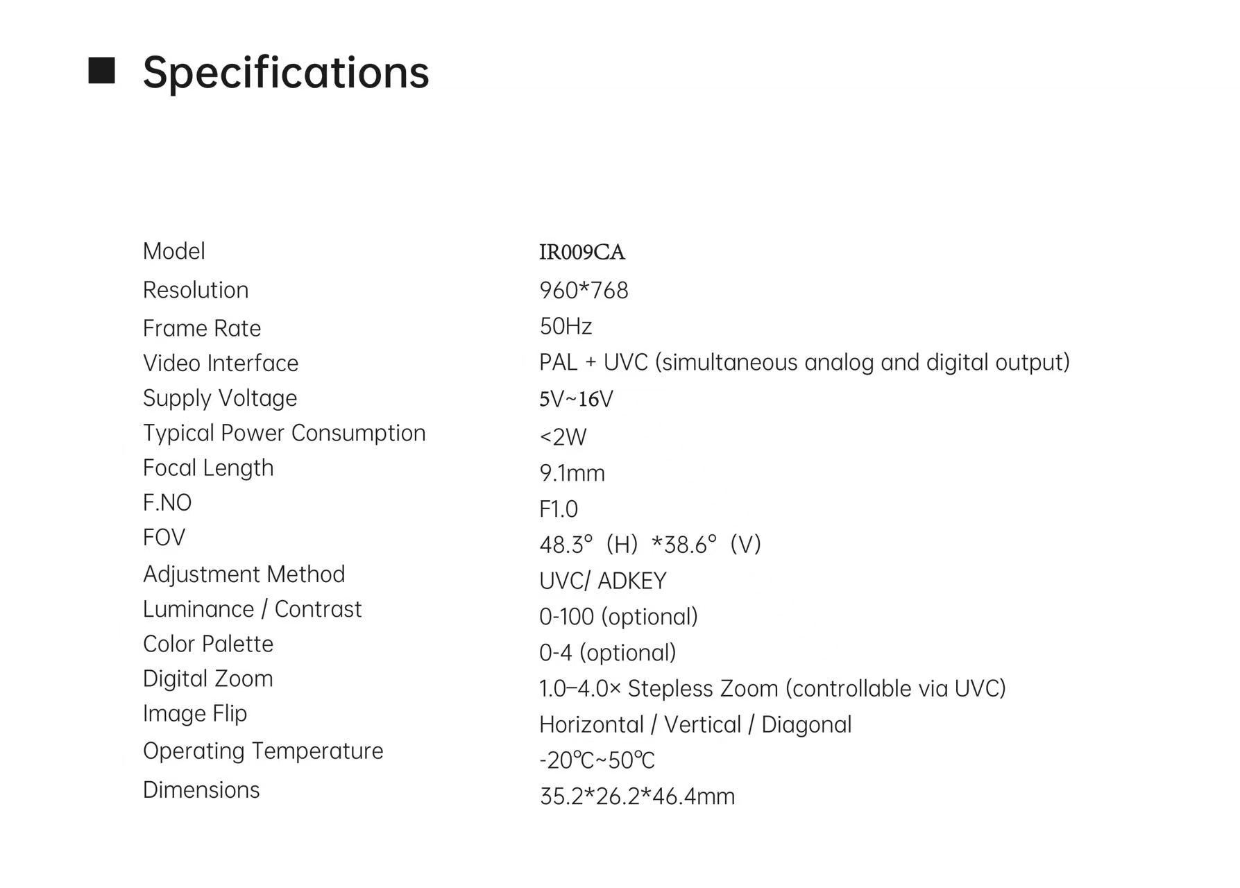 IR-009CA Thermal Imaging Module