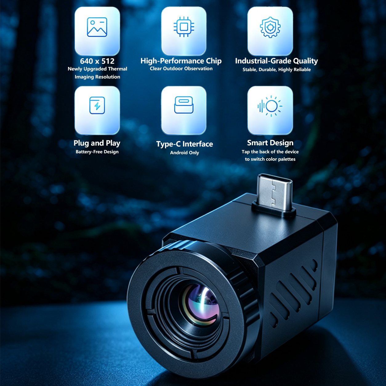 OWLSHINE X2-640 Smartphone Thermal Imager – 640×512, 50Hz, 9.1mm Lens, Type-C Thermal Camera for Android