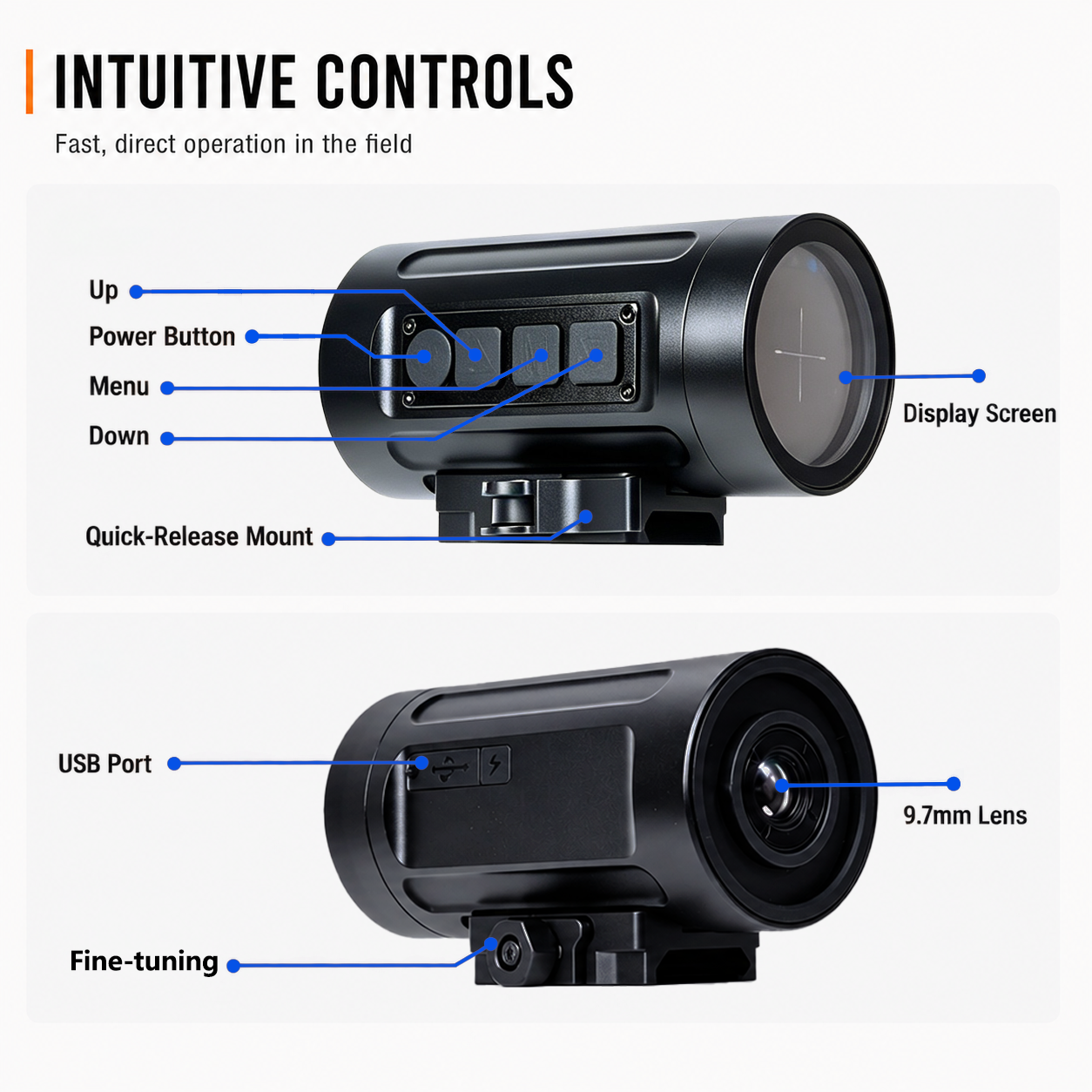 OWLSHINE OWS-300+ SRV Thermal Imaging Sight, 256×192 50Hz, 9.7mm Lens, 6H Runtime, 32GB, IP66 & 6KJ Shock Resistant