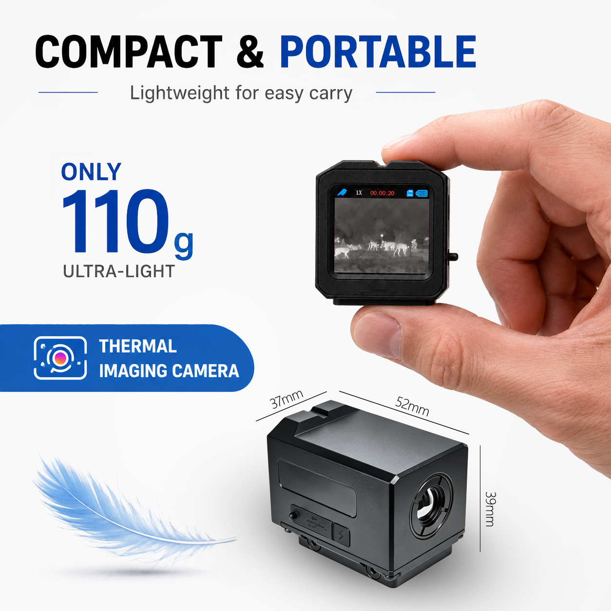 OWLSHINE OWS-209 Thermal Imaging Sight, 256×192 Resolution, 9.7mm Lens, Touchscreen, 32GB Storage, IP66 & 6KJ Shock Resistant