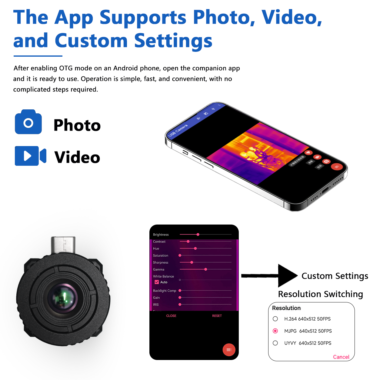 OWLSHINE X2-640 Smartphone Thermal Imager – 640×512, 50Hz, 9.1mm Lens, Type-C Thermal Camera for Android