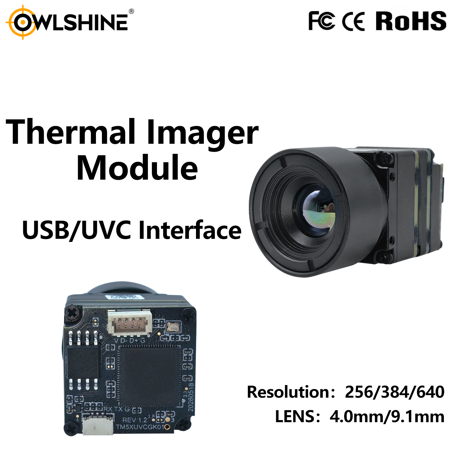 Thermal Imager Module UVC interface 256/384/640Resolution 4.0/9.1mm Lens