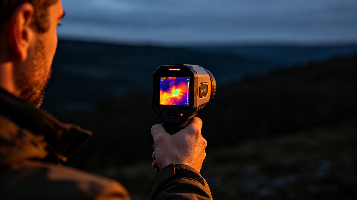 Thermal imaging camera detecting heat signatures through darkness