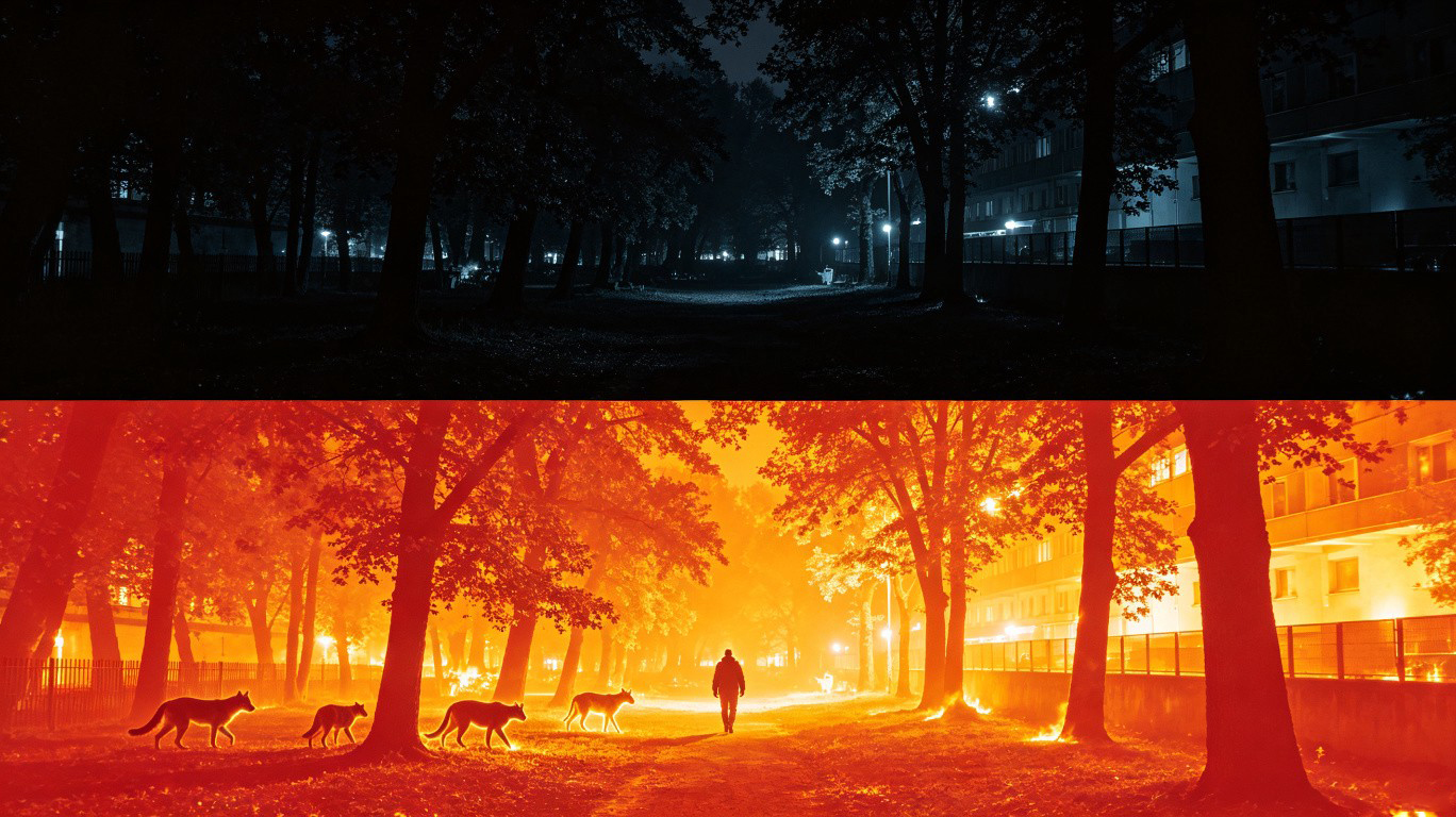 Thermal camera capturing heat signatures in complete darkness