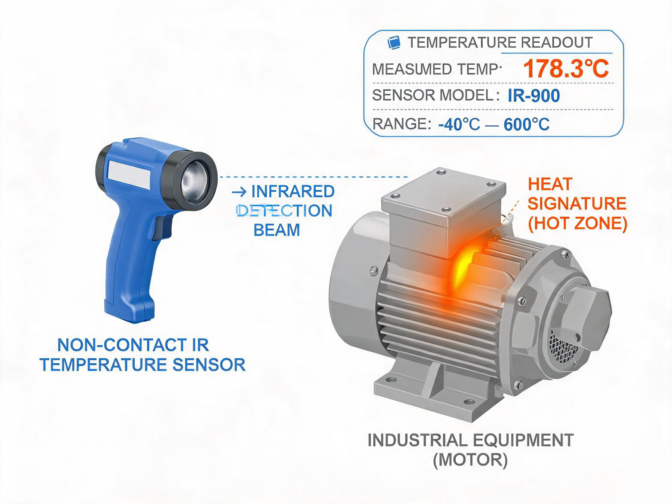 Non-contact infrared temperature measurement for industrial equipment