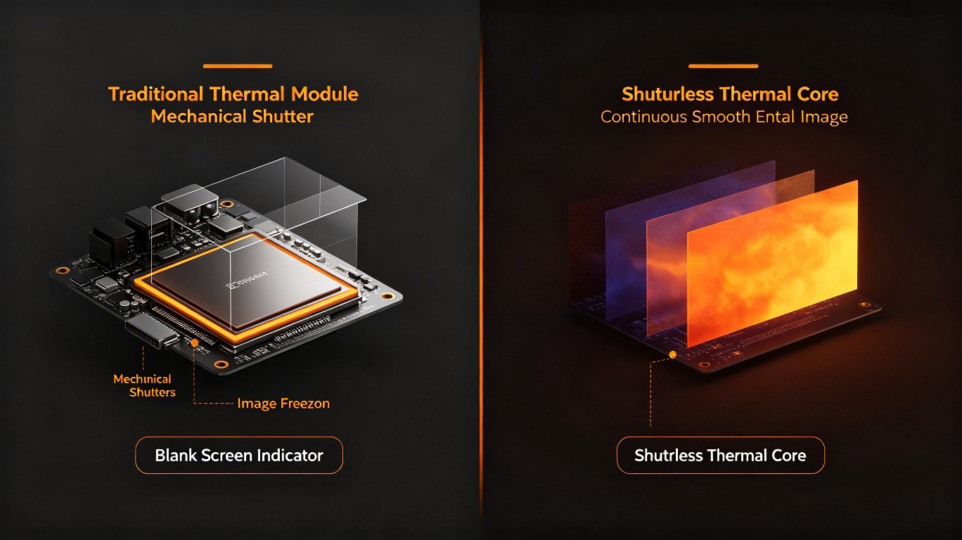 Shutterless vs mechanical shutter thermal imaging core comparison