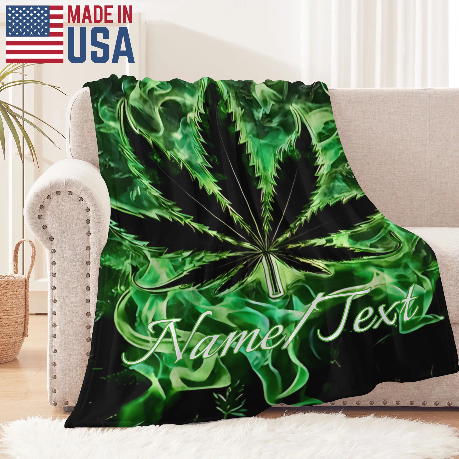 Magische Decke im Blitz-Ahornblatt-Stil mit individuellem Namen