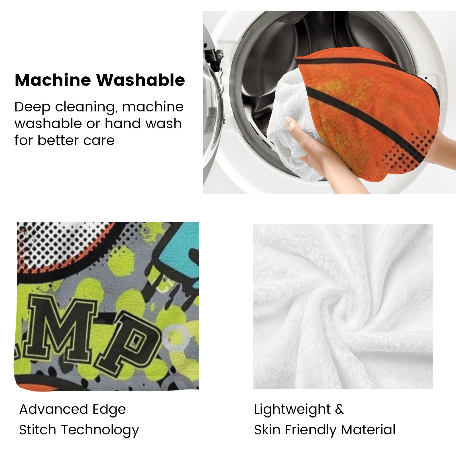 Bedruckte Decken mit Ballsportmotiven und personalisierten Namen