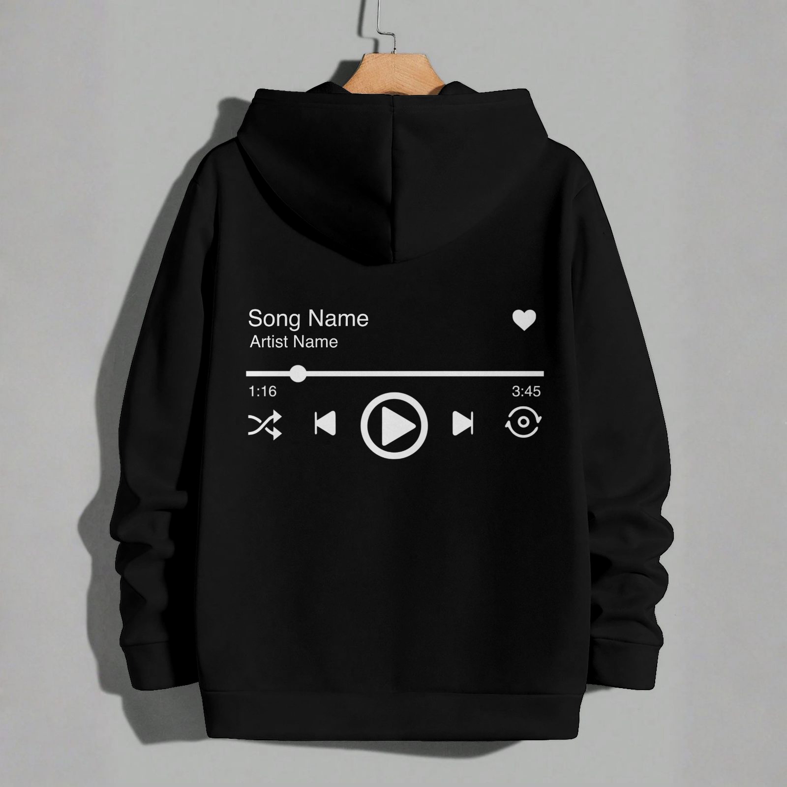 Musikplayer personalisieren Lieblingssongtitel Schwarzer Pullover