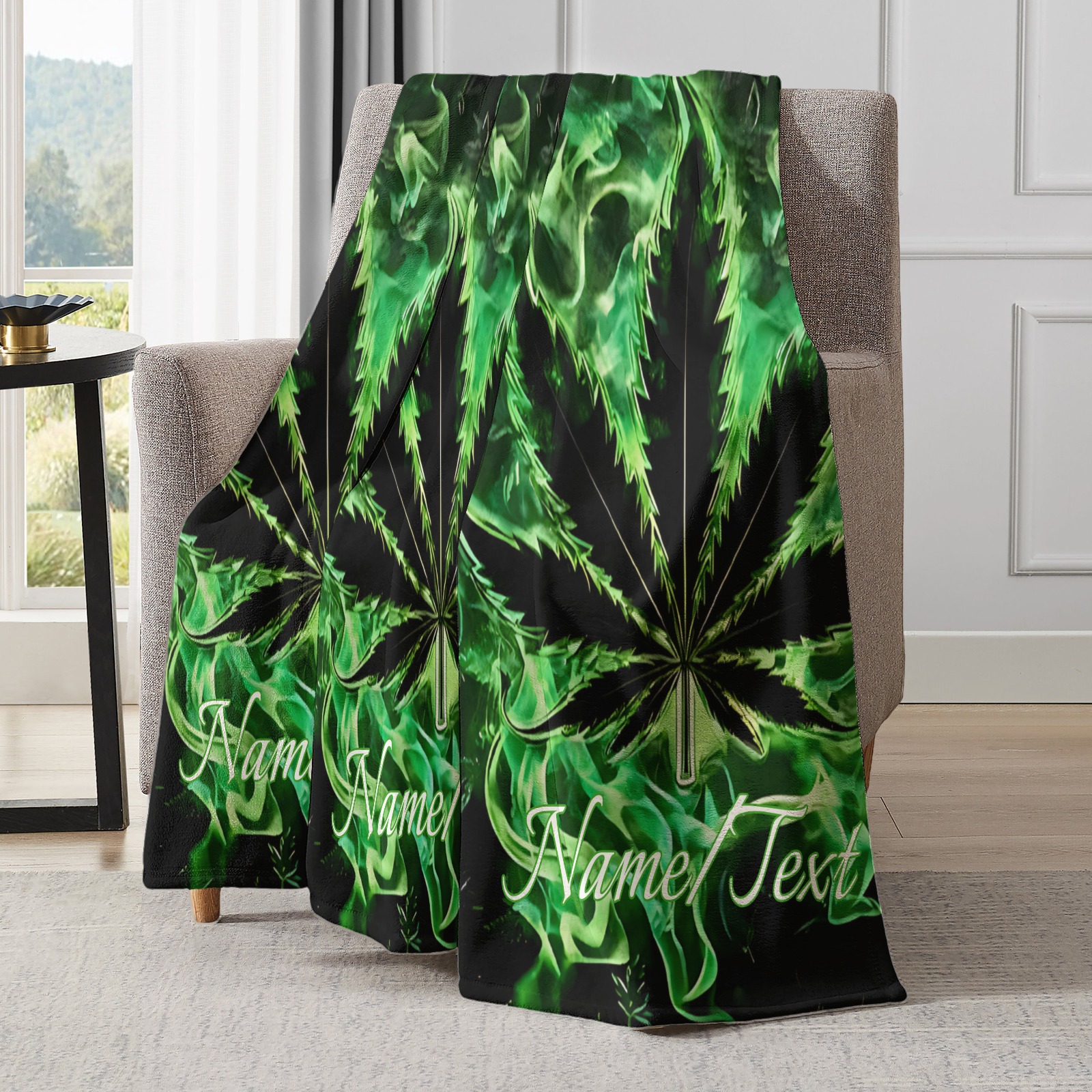 Magische Decke im Blitz-Ahornblatt-Stil mit individuellem Namen