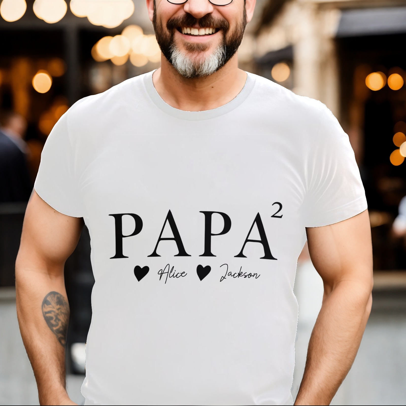PAPA Familien-Design personalisiertes T-Shirt mit Namen