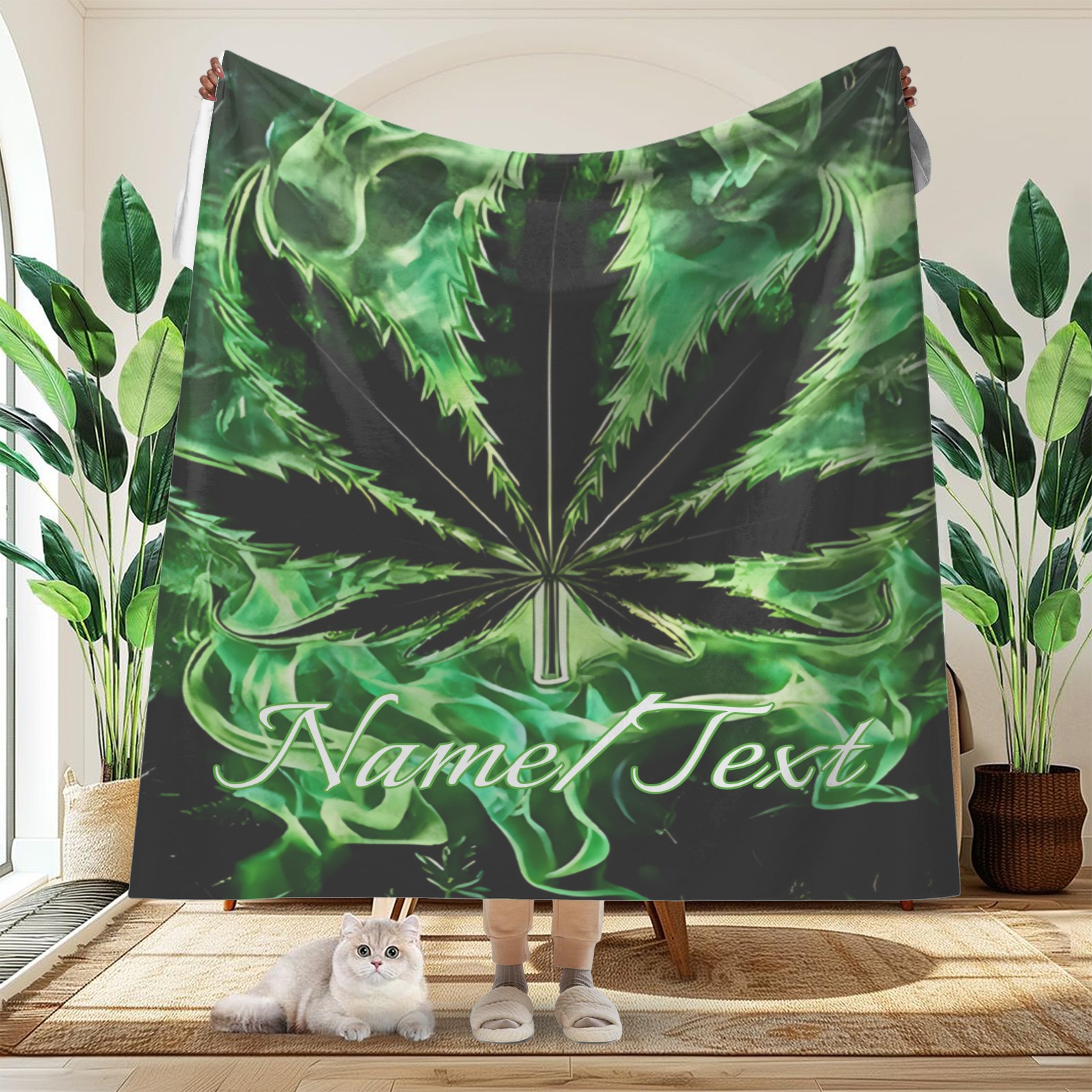 Magische Decke im Blitz-Ahornblatt-Stil mit individuellem Namen