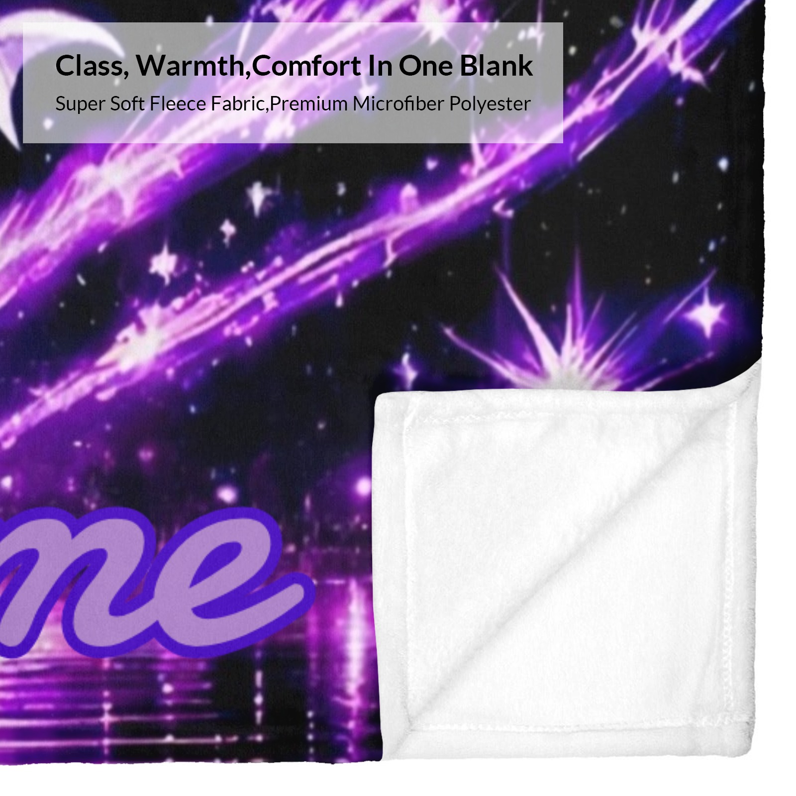 Decke mit lila Herz- und Delfinmuster personalisierbar mit Namen