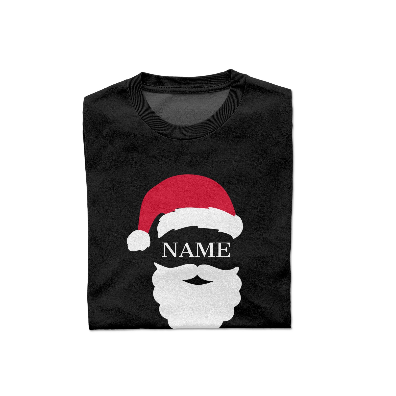 Schwarzes T-Shirt mit individuellem Weihnachtsmann-Namen