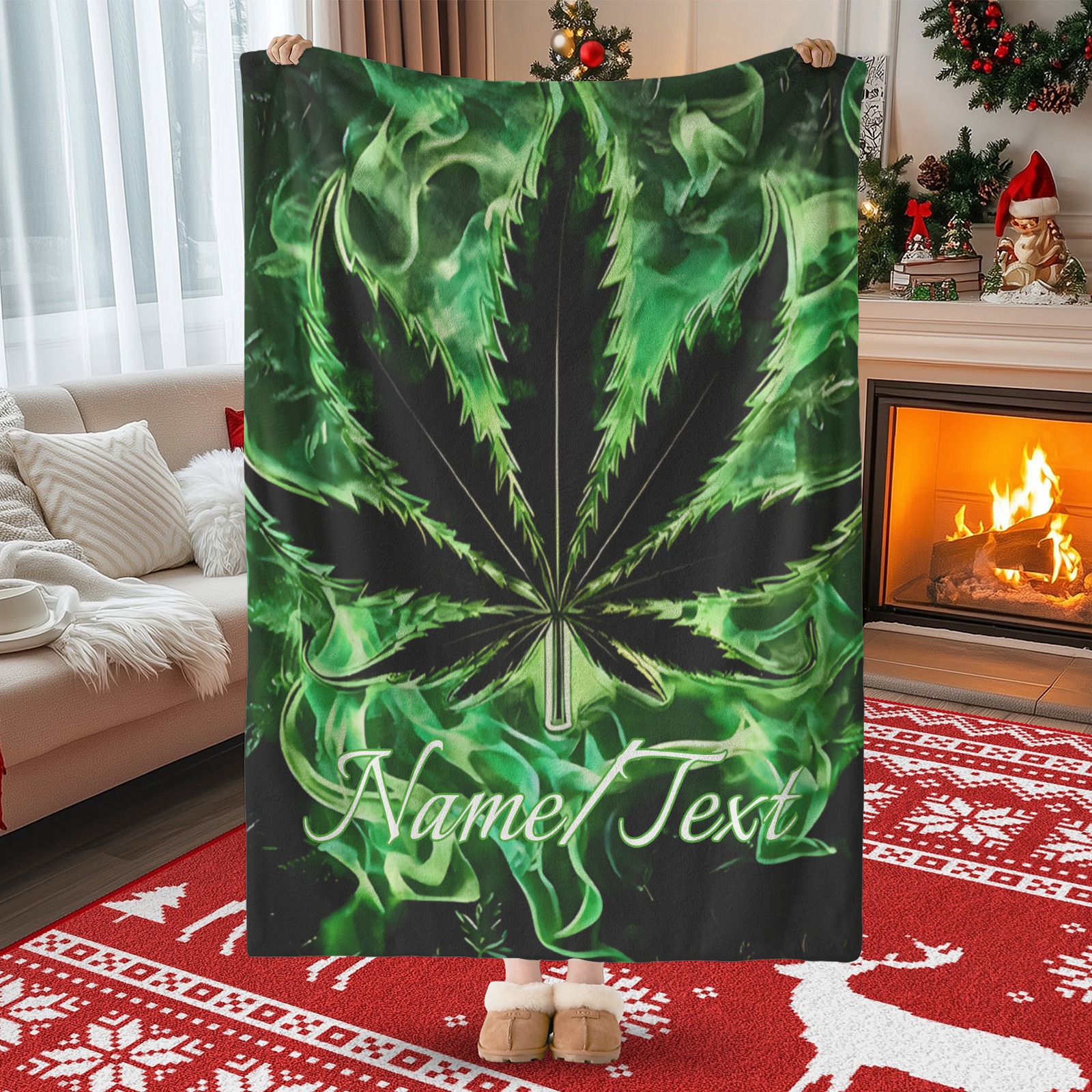 Magische Decke im Blitz-Ahornblatt-Stil mit individuellem Namen