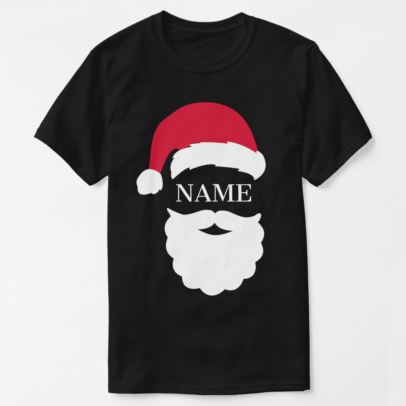 Schwarzes T-Shirt mit individuellem Weihnachtsmann-Namen