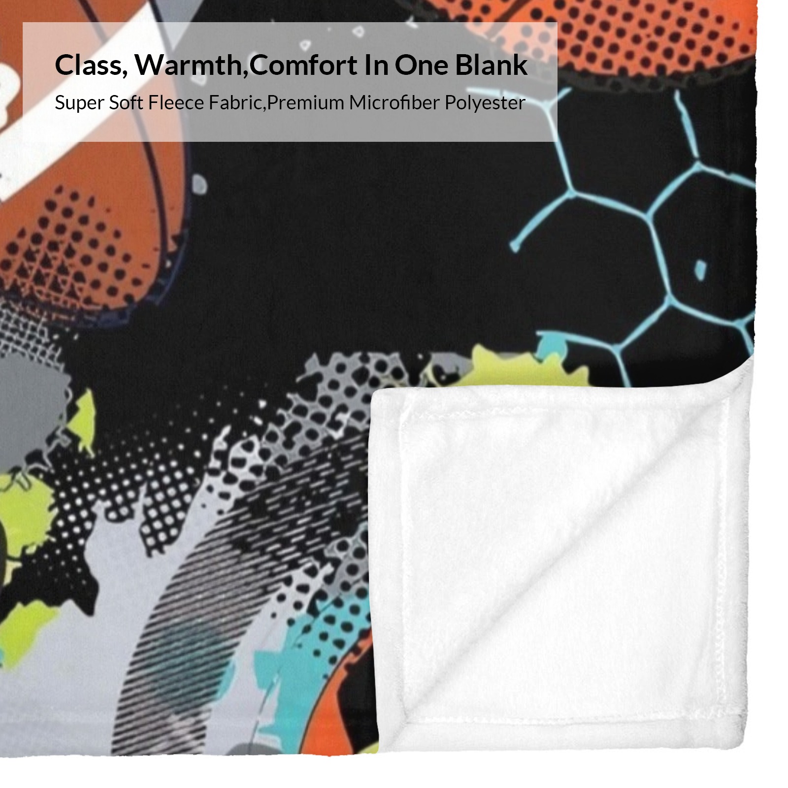 Bedruckte Decken mit Ballsportmotiven und personalisierten Namen