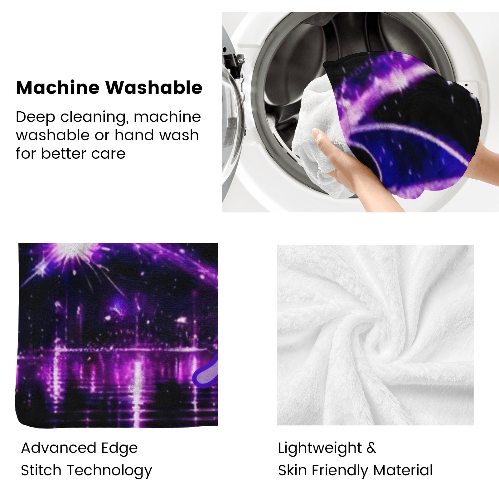 Decke mit lila Herz- und Delfinmuster personalisierbar mit Namen