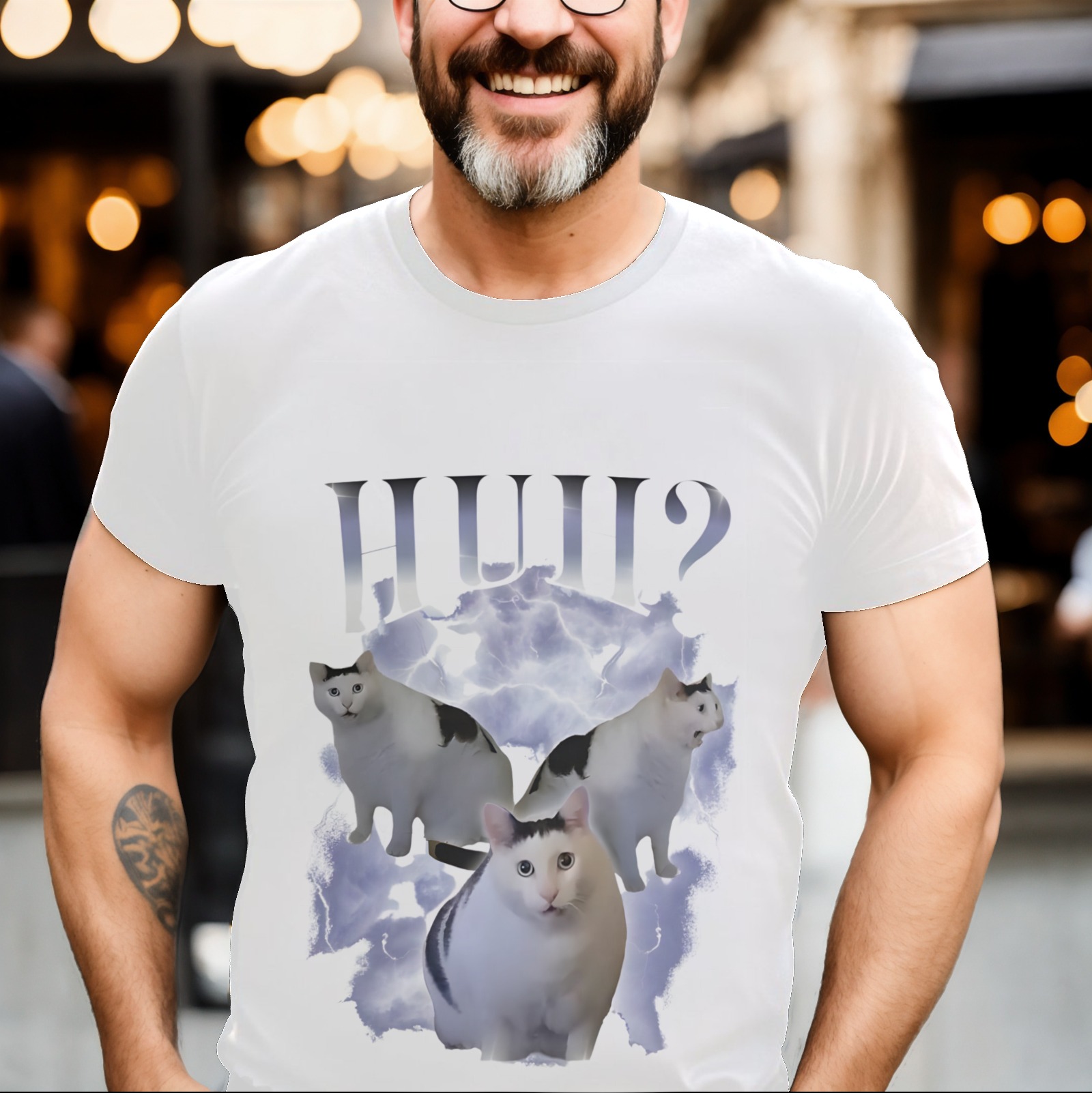 Katzen-Meme-Haustier-Motiv Foto & Text personalisiertes weißes T-Shirt