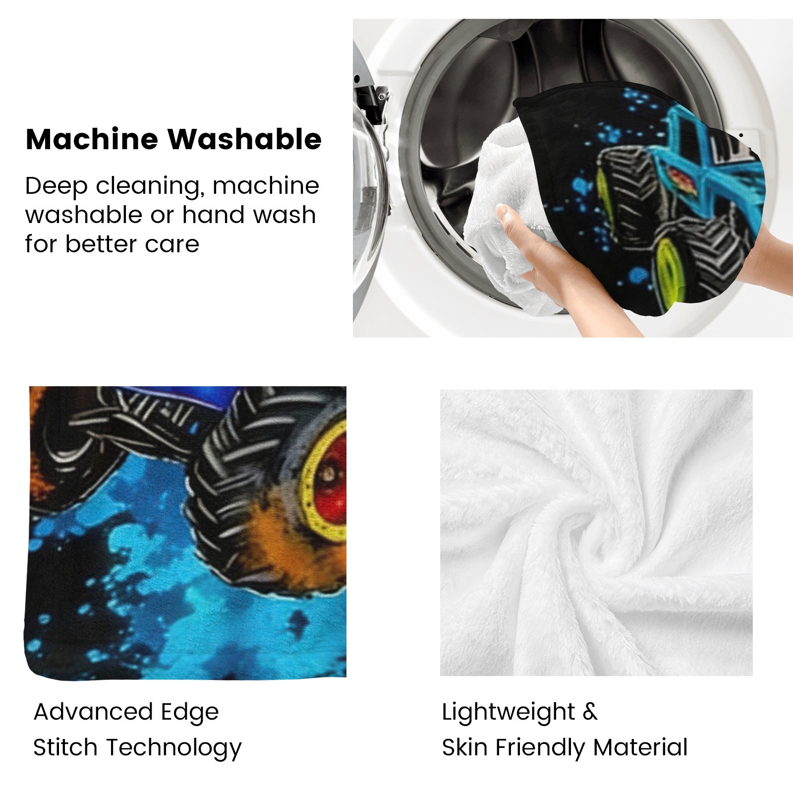 Personalisierte Decke mit Pickup-Truck-Motiv und Wunschnamen