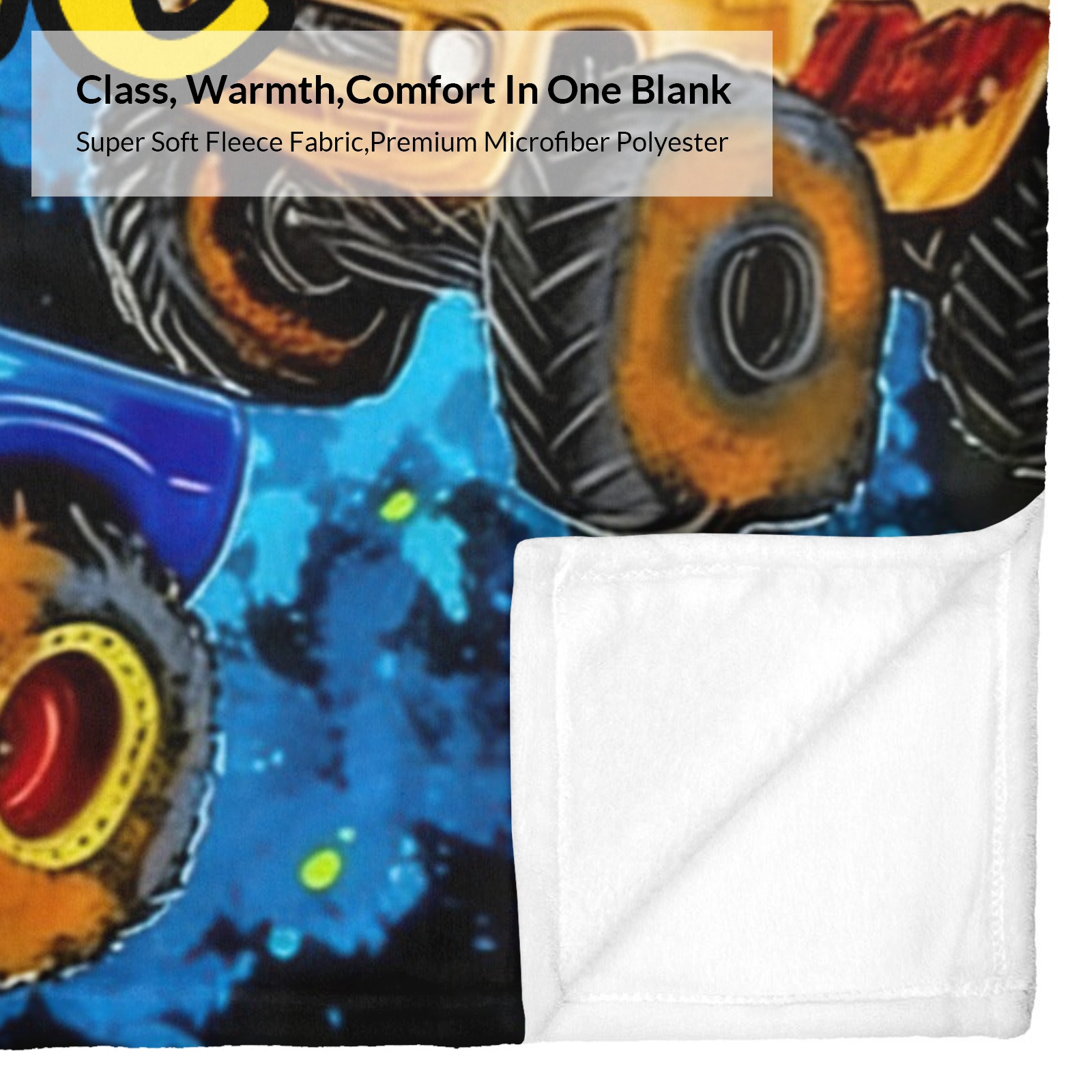 Personalisierte Decke mit Pickup-Truck-Motiv und Wunschnamen