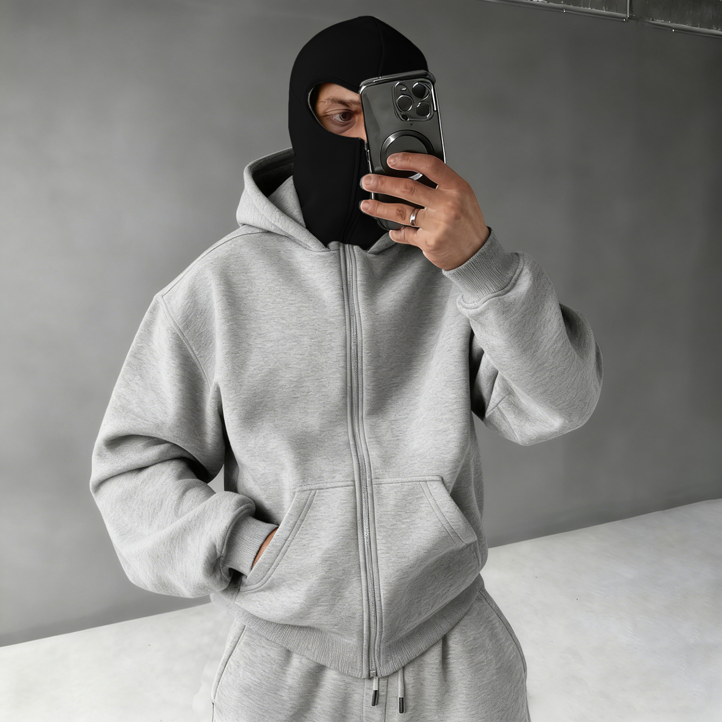 Casual Zipper Mask Hoodie