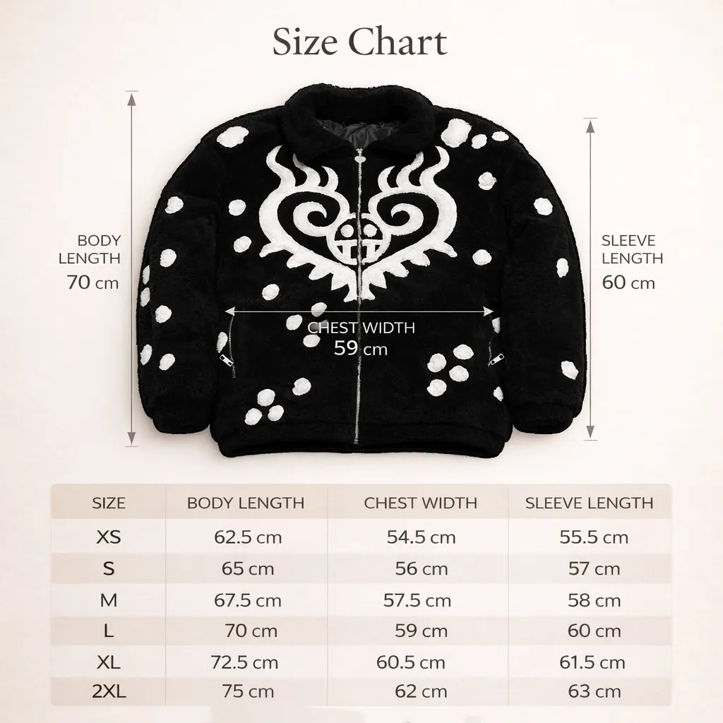 Size chart in centimeters