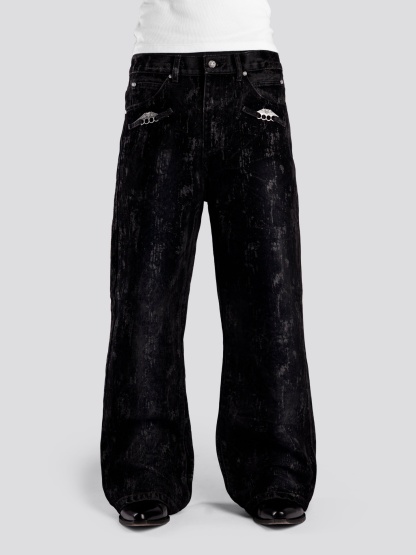 KNUCKLE BOOTCUT VELVET PANTS