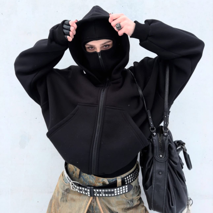Casual Zipper Mask Hoodie