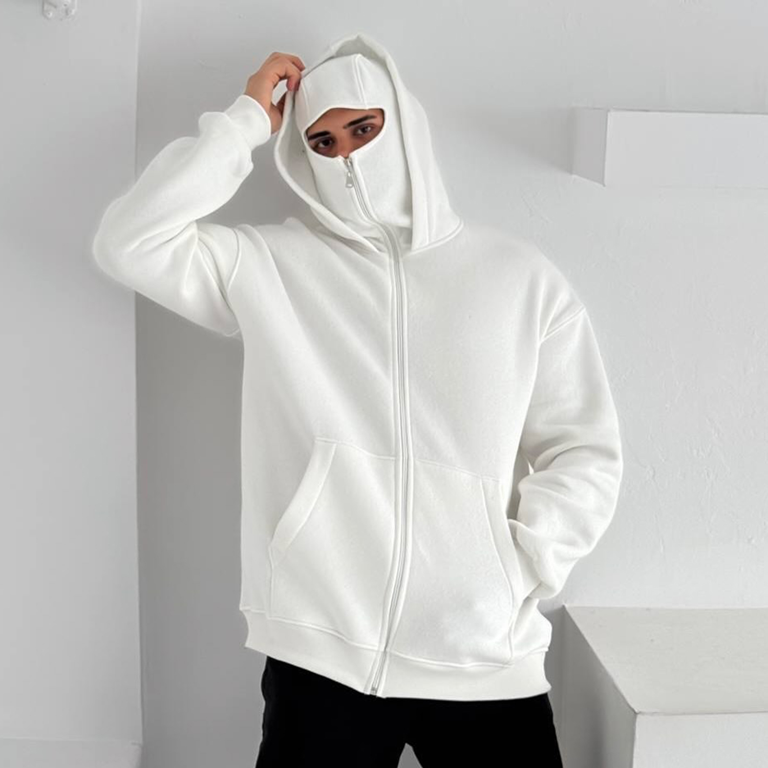 Casual Zipper Mask Hoodie