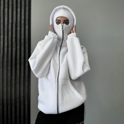 Casual Zipper Mask Hoodie