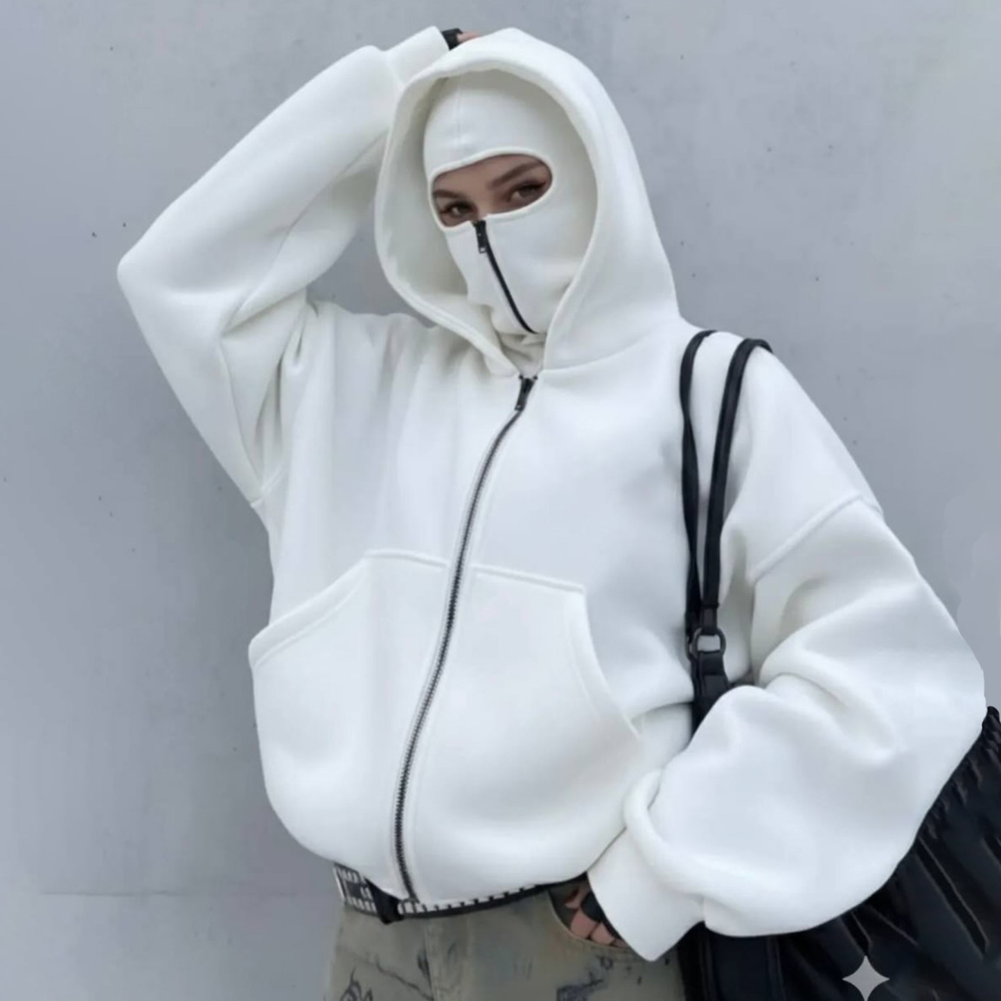 Casual Zipper Mask Hoodie