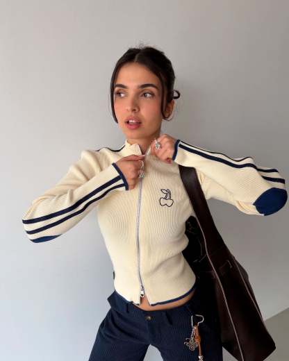 Cherries Full-Zip Knit Ecru