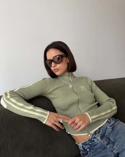 Cherries Full-Zip Knit Green