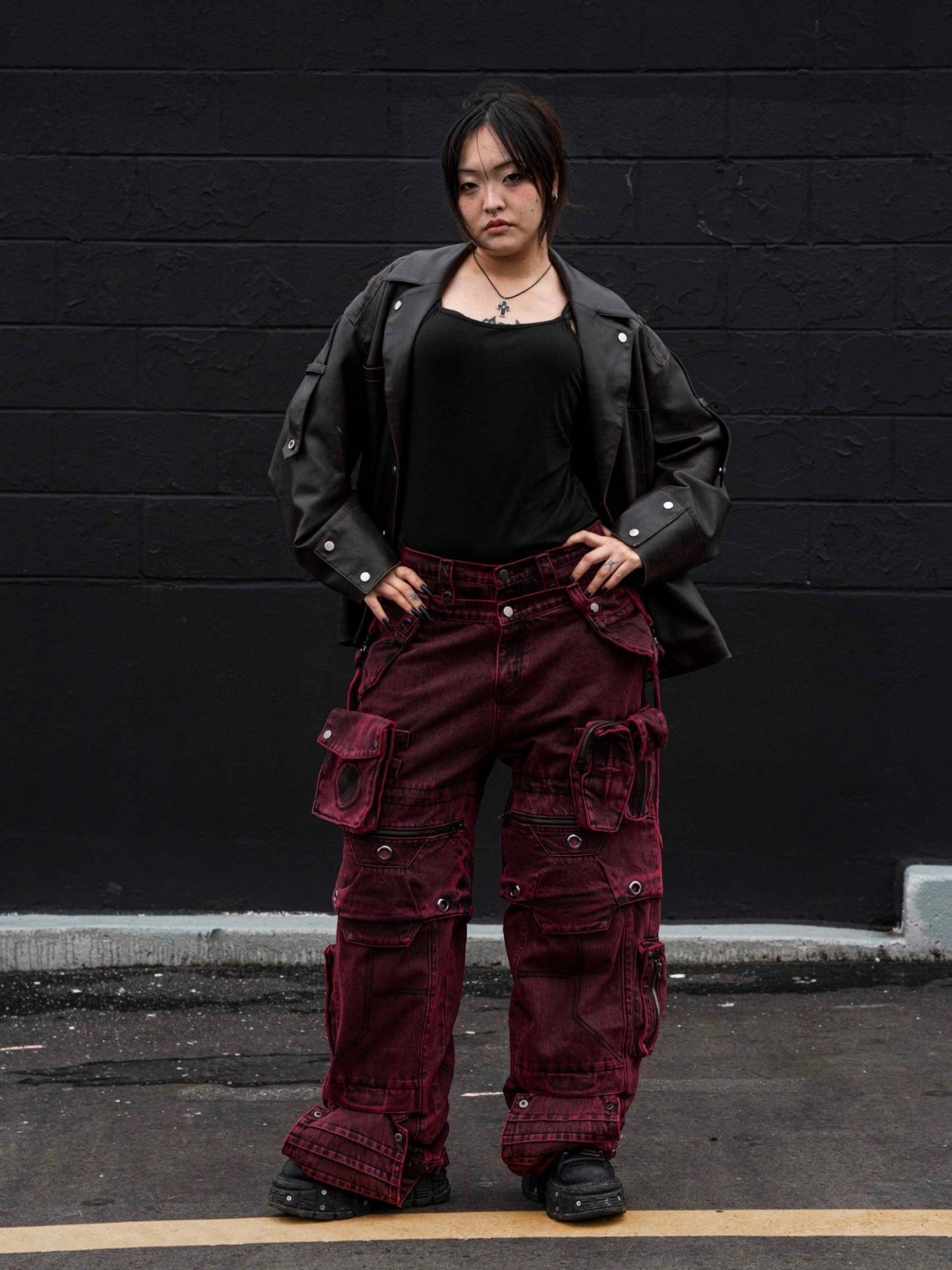 "SPIRAL" Cargo Pants (Red)