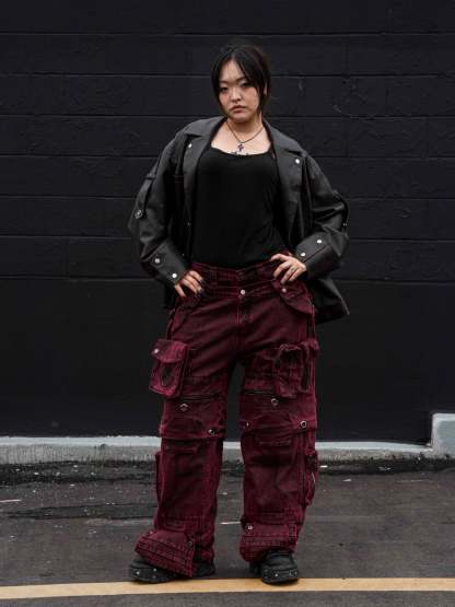 "SPIRAL" Cargo Pants (Red)