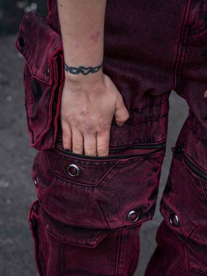 "SPIRAL" Cargo Pants (Red)