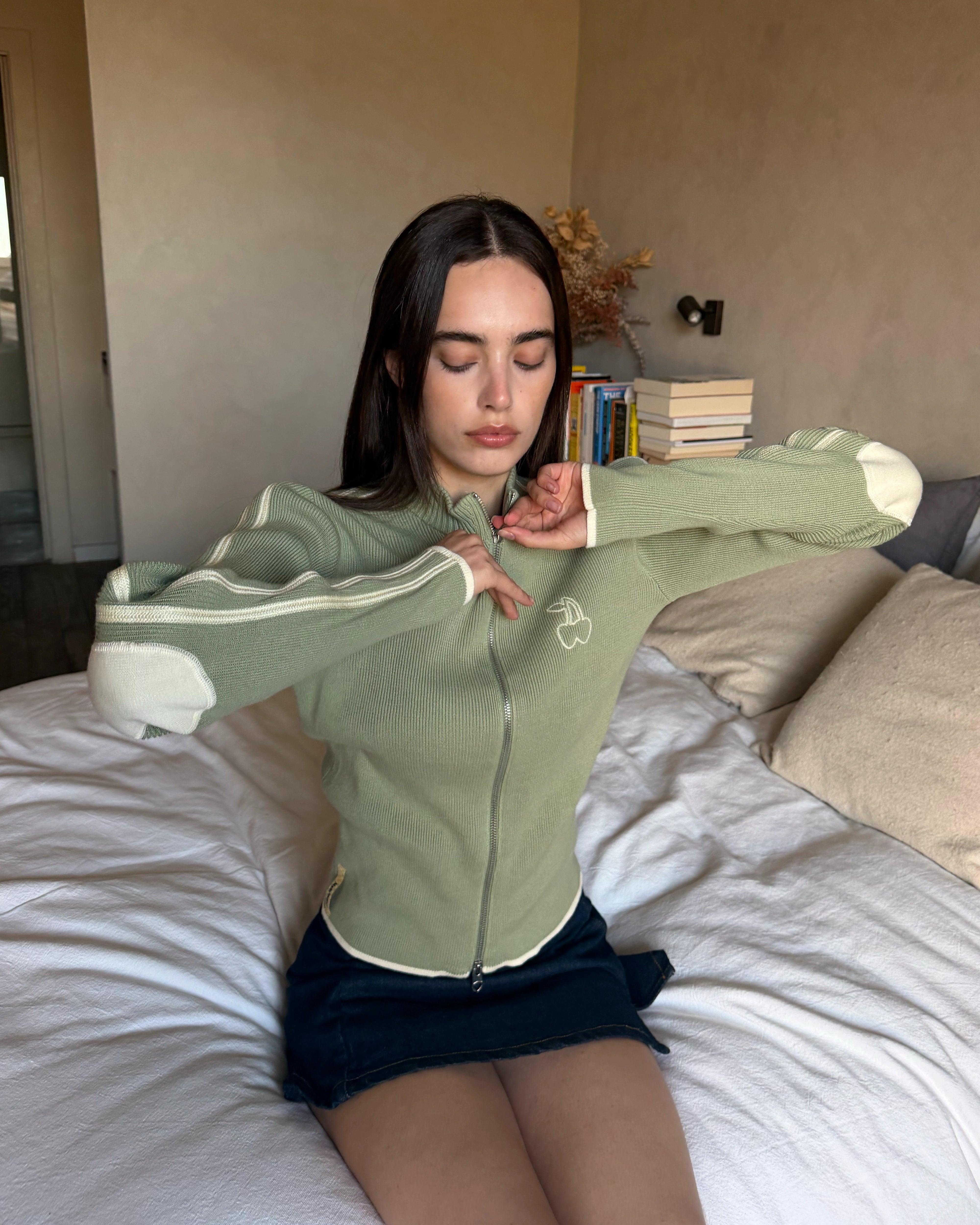 Cherries Full-Zip Knit Green